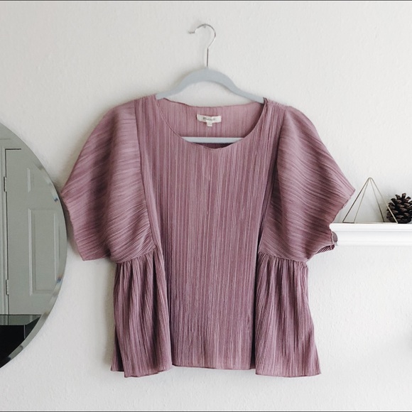 Madewell Tops - Madewell Mauve Micropleat Blouse